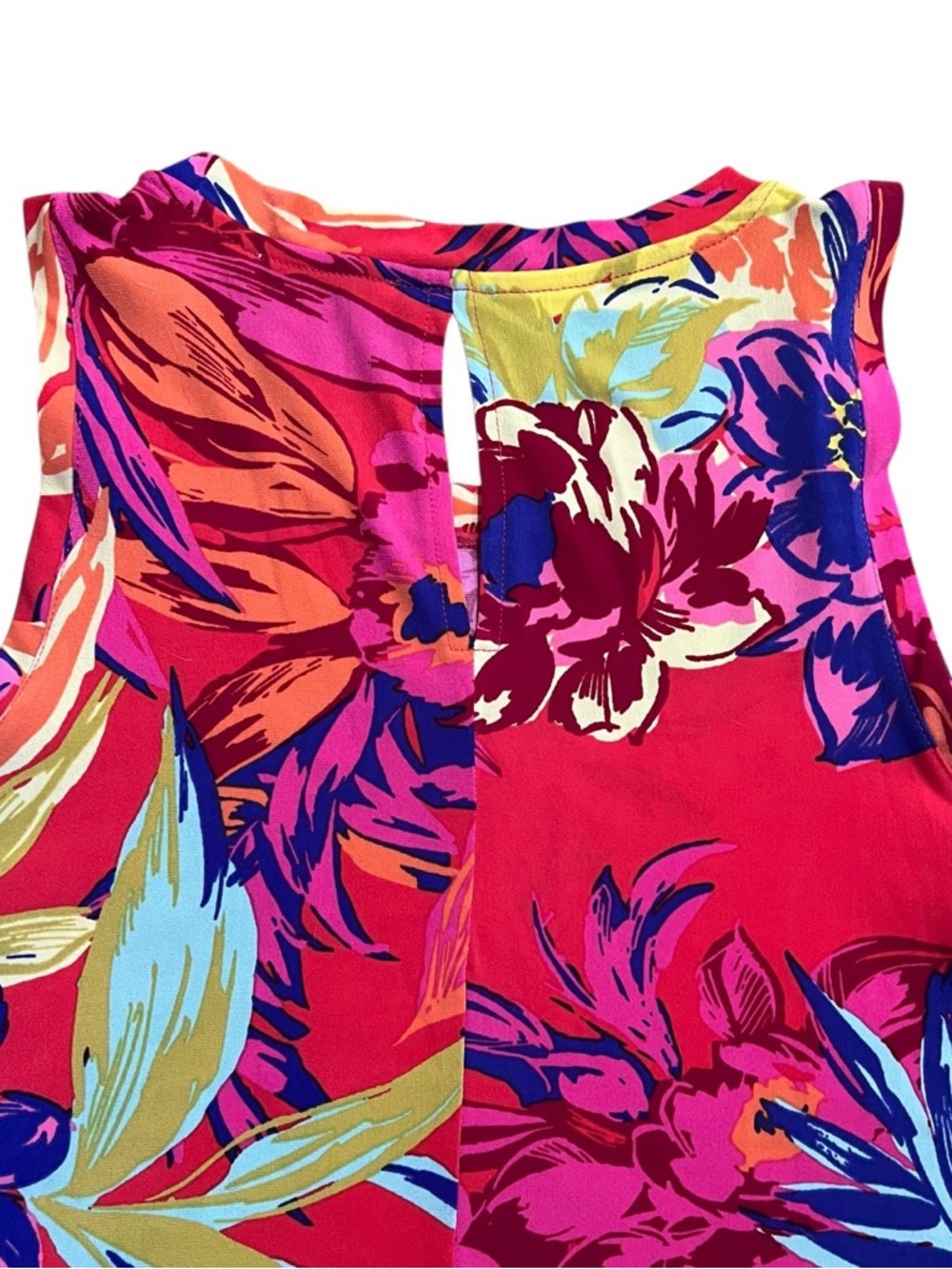 Chaus Tropical Floral Print Sleeveless Top Keyhole Back Size Medium - Picture 5 of 7